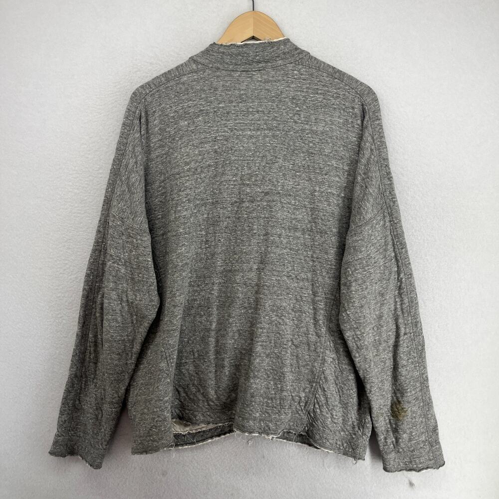 EILEEN FISHER Jacket XL Cotton Jersey Shirt Raw Hems Full Zip Snap Button Gray - Picture 2 of 12